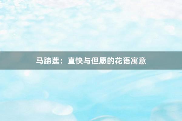 马蹄莲：直快与但愿的花语寓意